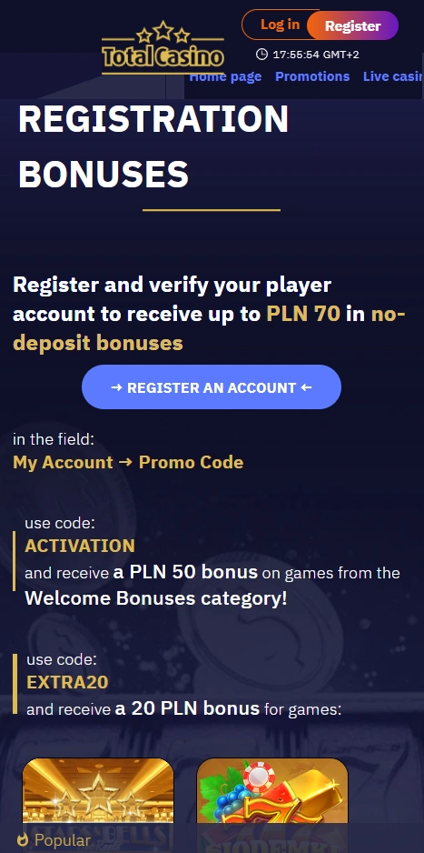 total mobile bonus page